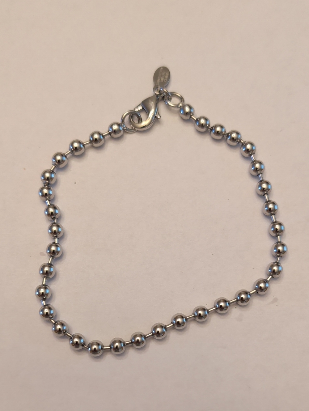 Milor Stainless Steel Beaded Anklet - Silver